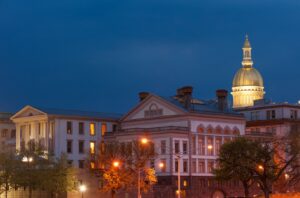 The NJ state capital building where new legislation protecting PHP/IOP addiction treatment patients was passed.